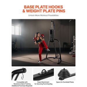 punching bag stand, steel heavy duty workout equipment, boxing punching bag stand, holds up to 140 lbs, freestanding sandbag rack with weighted base, training equipment for home gym fitness
