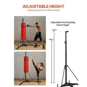 punching bag stand, steel heavy duty workout training equipment, adjustable height boxing punching stand with weighted base, holds up to 140 lbs, freestanding sandbag rack for home gym fitness