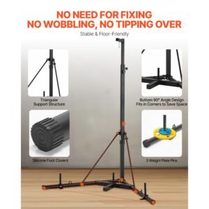 punching bag stand, steel heavy duty workout training equipment, adjustable height boxing punching stand with weighted base, holds up to 140 lbs, freestanding sandbag rack for home gym fitness