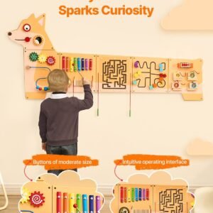 puppy activity wall busy board panels, 12 activities, montessori sensory wall toy for kids 3 12 years, montessori learning activity center, ideal for toddler playroom nursery classroom