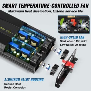 pure sine wave inverter, 2500 watt power inverter, dc 12v to ac 120v car inverter, with usb port, lcd display, and remote controller power converter, for rv truck car solar system travel camping