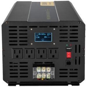 pure sine wave inverter, 5000 watt, power inverter, dc 12v to ac 120v car inverter, with lcd display, usb port and remote controller, power converter for car rv truck solar system travel camping