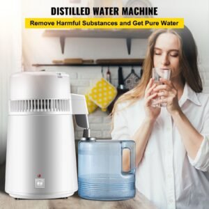 pure water distiller 750w, purifier filter fully upgraded with handle 1.1 gal /4l, bpa free container, perfect for home use, white