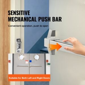 push bar door locks, carbon steel panic bars for exit doors, with exterior lever and 3 keys, push bar panic exit device door hardware for metal wood door, for left and right handed doors