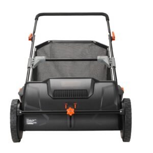 push lawn sweeper, 21inch leaf & grass collector, strong plastic wheels & heavy duty thickened steel durable to use with large capacity 3.5 cu. ft. mesh collection hopper bag, 2 spinning brushes