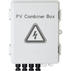 pv combiner box, 4 string with 15a rated current fuse, 63a circuit breaker, lightning arreste connector for on/off grid solar panel system, ip65