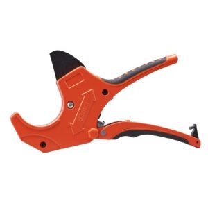 pvc pipe cutter, 0 2 1/2" o.d. ratcheting pvc pipe cutter, heavy duty tube cutting tool with spare sk5 blade for pvc, cpvc, pp r, pex, pe, rubber hoses
