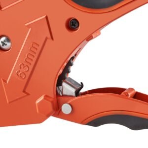 pvc pipe cutter, 0 2 1/2" o.d. ratcheting pvc pipe cutter, heavy duty tube cutting tool with spare sk5 blade for pvc, cpvc, pp r, pex, pe, rubber hoses