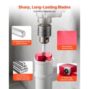 pvc pipe reamer kit, 5 piece, pvc fitting socket saver, includes 1 1/4", 1 1/2", 2", 3", 4", compatible with standard 1/2" drills, plumbing tool kit for sch40 abs cpvc vent drain water pipes