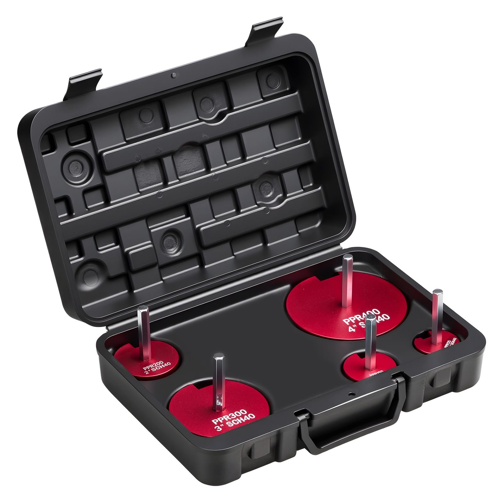 pvc pipe reamer kit, 5 piece, pvc fitting socket saver, includes 1 1/4", 1 1/2", 2", 3", 4", compatible with standard 1/2" drills, plumbing tool kit for sch40 abs cpvc vent drain water pipes