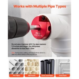 pvc pipe reamer kit, 9 piece, pvc fitting socket saver, includes 1/2", 3/4", 1", 1 1/4", 1 1/2", 2", 2 1/2", 3", 4", fits standard 1/2" drills, plumbing tool kit for sch40 abs cpvc drain pipes