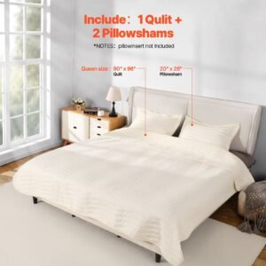 queen quilt set, 3 piece lightweight comforter, microfiber queen size bedding set, beige bedspreads with 1 quilt and 2 pillow shams, lightweight bedspread coverlet bedding set, for all season
