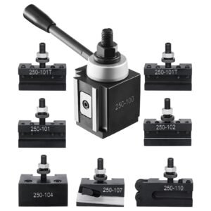 quick change tool post set, 8 pcs, includes lathe tool holders, wedge type tool post with turning tool holder accessories, fit for mini lathe & metal lathe 6" 12" swing, durable steel material