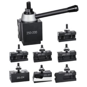 quick change tool post set, 8 pcs, includes lathe tool holders, wedge type tool post with turning tool holder accessories, for mini lathe & metal lathe 10" 15" swing, durable steel material