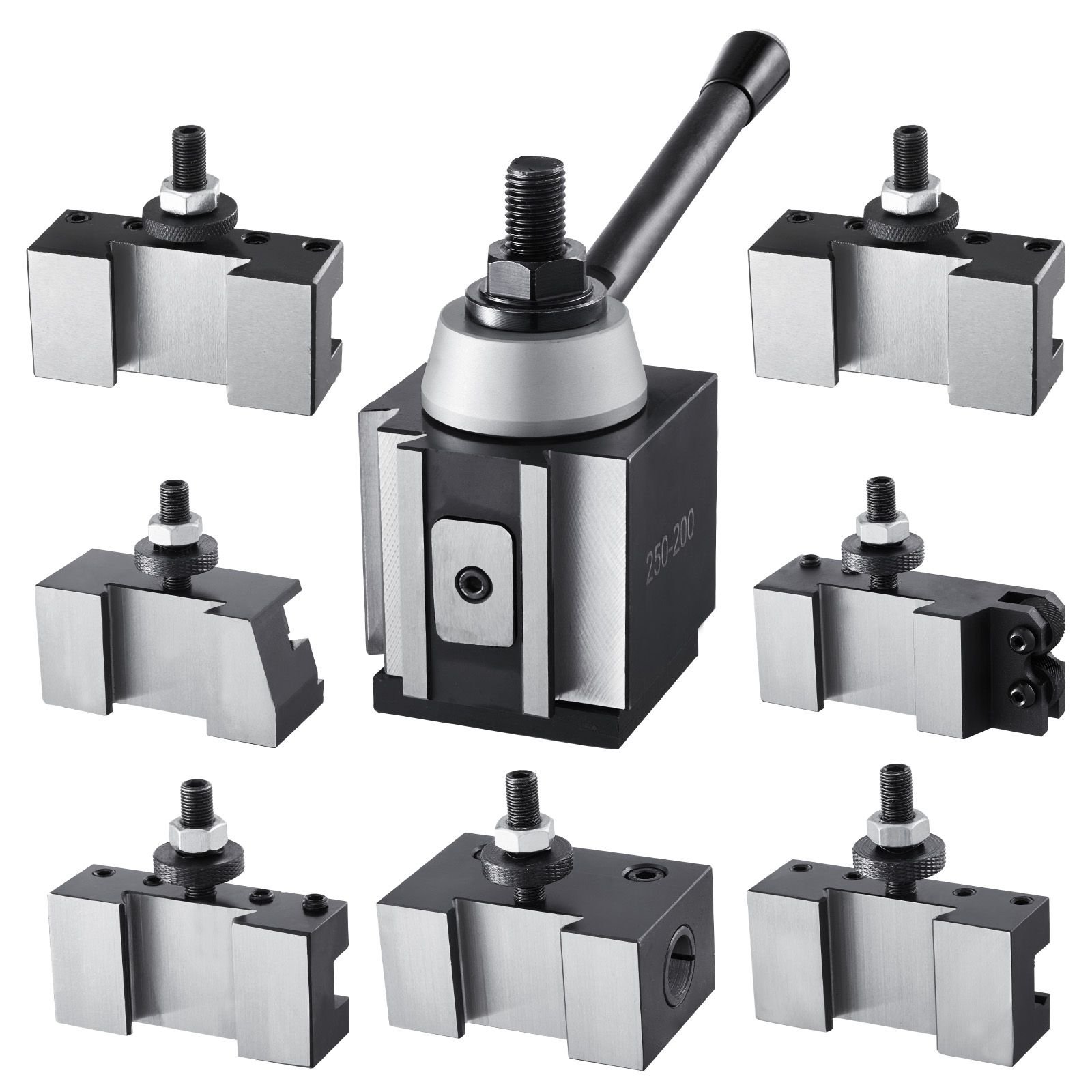 quick change tool post set, 8 pcs, includes lathe tool holders, wedge type tool post with turning tool holder accessories, for mini lathe & metal lathe 10" 15" swing, durable steel material