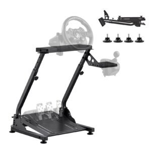 Racing Wheel Stand, Adjustable & Foldable Simulator Stand for Logitech G29 G27 G920 G923, Thrustmaster T300RS T300GT T248 TS-PC TSXW Gaming Cockpit,Pedals Simulator NOT Included