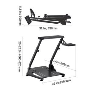 racing wheel stand, adjustable & foldable simulator stand for logitech g29 g27 g920 g923, thrustmaster t300rs t300gt t248 ts pc tsxw gaming cockpit,pedals simulator not included