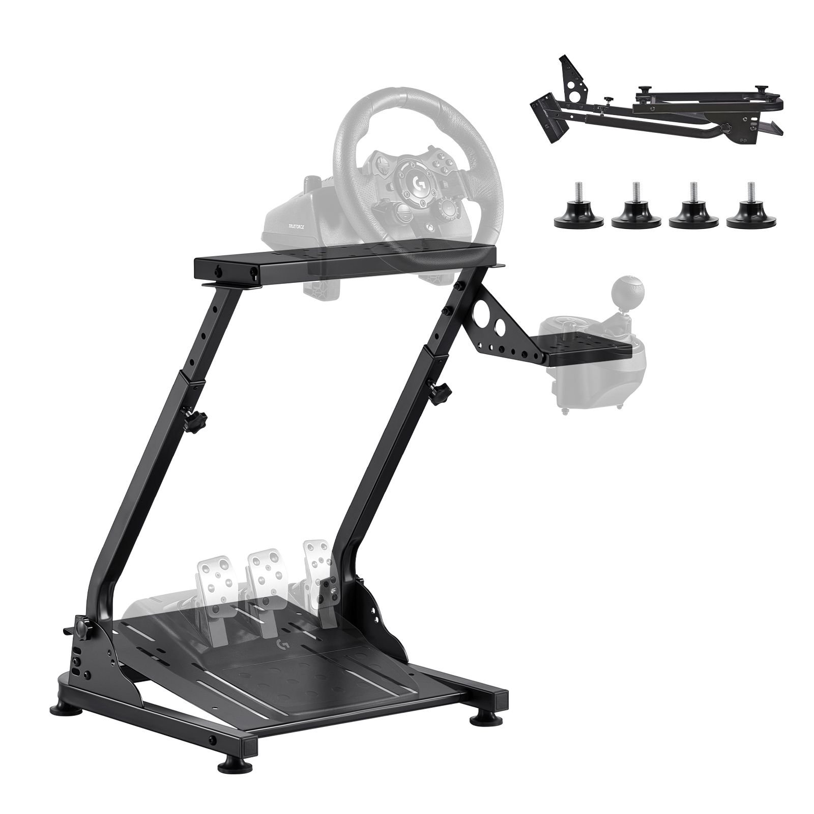 racing wheel stand, adjustable & foldable simulator stand for logitech g29 g27 g920 g923, thrustmaster t300rs t300gt t248 ts pc tsxw gaming cockpit,pedals simulator not included
