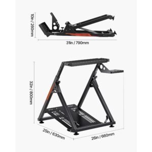 racing wheel stand, adjustable & foldable simulator stand for logitech g923 g920 g29 g27, thrustmaster t300rs tx f458 t500rs t3pa pro(f1/gt) gaming cockpit,pedals simulator not included,compact