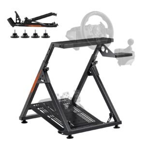 racing wheel stand, adjustable & foldable simulator stand for logitech g923 g920 g29 g27, thrustmaster t300rs tx f458 t500rs t3pa pro(f1/gt) gaming cockpit,pedals simulator not included,compact