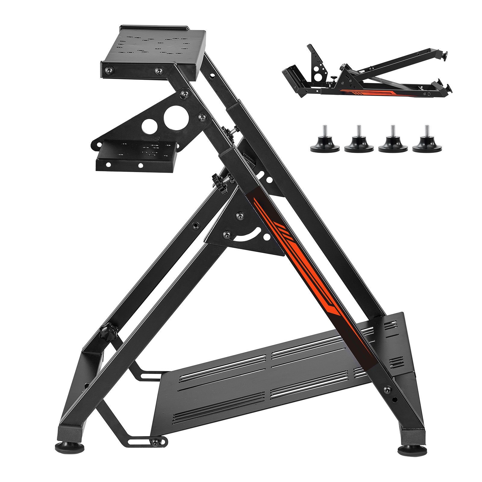 racing wheel stand, adjustable & foldable simulator stand for logitech g923 g920 g29 g27, thrustmaster t300rs tx f458 t500rs t3pa pro(f1/gt) gaming cockpit,pedals simulator not included,compact