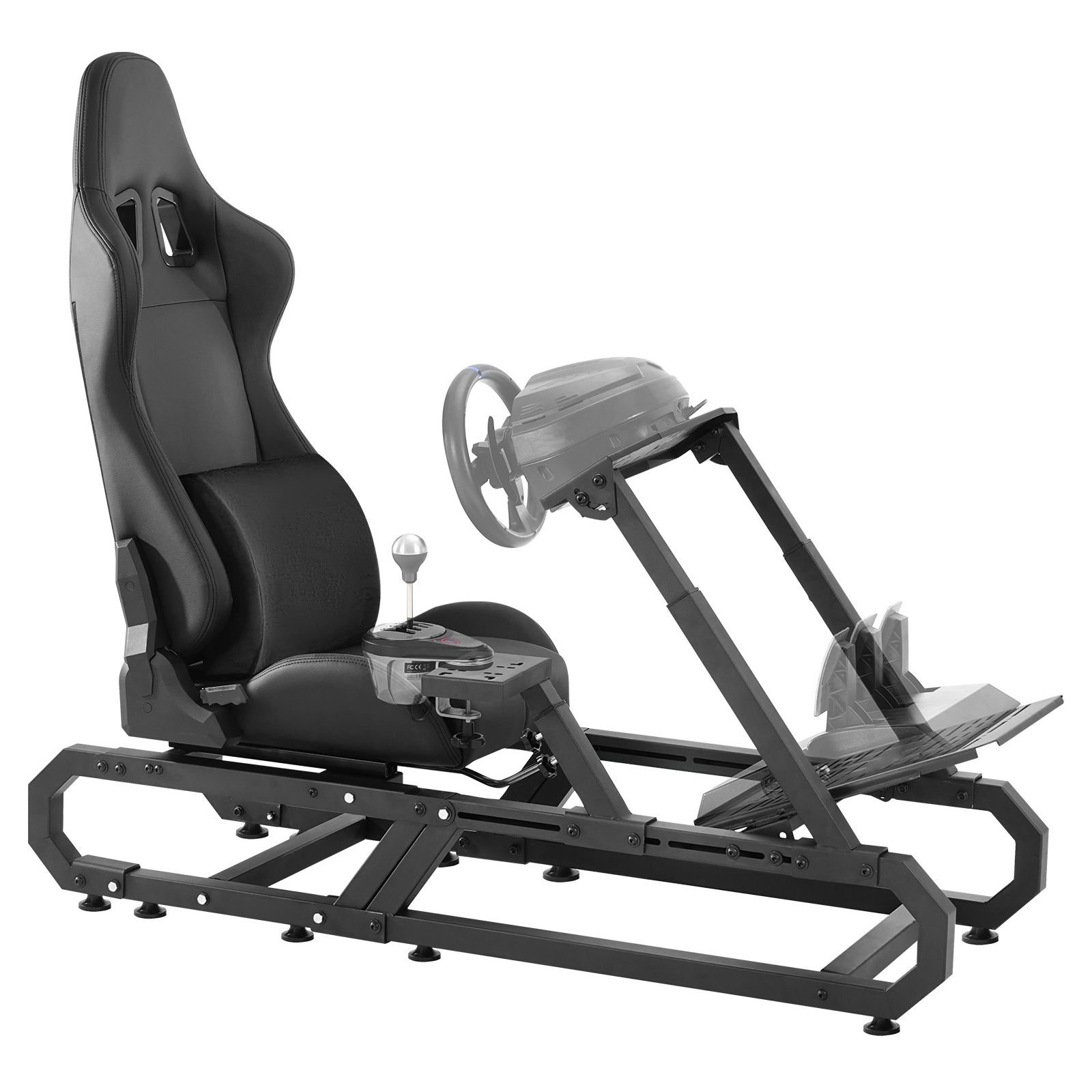 racing wheel stand for logitech g923/g920/g29, heavy duty steel driving simulator cockpit thrustmaster t248p, steering wheel bracket height & foot pedal angle adjustable,max load 330 lbs compact