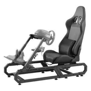 racing wheel stand for logitech g923/g920/g29, heavy duty steel driving simulator cockpit thrustmaster t248p, steering wheel bracket height & foot pedal angle adjustable,max load 330 lbs compact