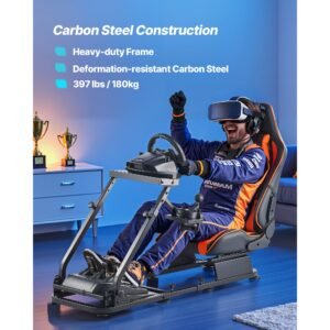 racing wheel stand, heavy duty simulator cockpit steering stand with dual rail dual arm, fit logitech g25,g27,g29,g920,g923, thrustmaster t300rs,tx f458,t500rs,t3pa pro (f1/gt) and csr pedals