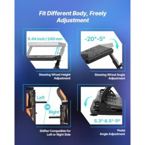 racing wheel stand, heavy duty simulator cockpit steering stand with dual rail dual arm, fit logitech g25,g27,g29,g920,g923, thrustmaster t300rs,tx f458,t500rs,t3pa pro (f1/gt) and csr pedals