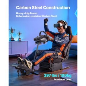 racing wheel stand, heavy duty simulator cockpit steering wheel stand, fit logitech g25, g27, g29, g920, g923, thrustmaster t300rs, tx f458, t500rs, t3pa pro (f1/gt) and csr pedals
