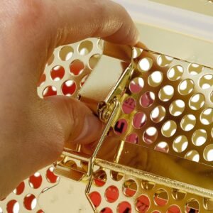 raffle drum,holds 2500 tickets or 100 ping pong balls, metal lottery spinning drawing with wooden turning handle,11.6 x Ø7.48 inch brass plated raffle ticket spinning cage, for bingo ballot pa