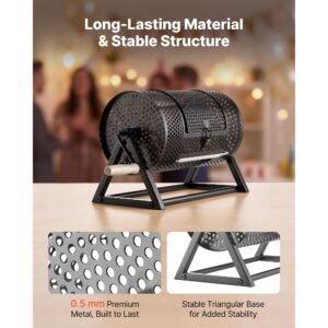 raffle ticket spinner, 11.6" x 6.6" holds 2500 tickets or 100 ping pong balls, raffle drum lottery spinning cage with reinforced handle, stable triangular stand, for events and gatherings, black