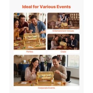 raffle ticket spinner, 11.6" x 6.6" holds 2500 tickets or 100 ping pong balls, raffle drum lottery spinning cage with reinforced handle, stable triangular stand, for events and gatherings, gold