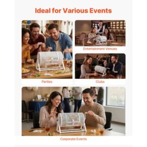 raffle ticket spinner, 11.6" x 6.6" holds 2500 tickets or 100 ping pong balls, raffle drum lottery spinning cage with reinforced handle, stable triangular stand, for events and gatherings, white