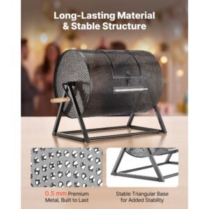 raffle ticket spinner, 16.1" x 11.9" holds 5000 tickets or 200 ping pong balls, raffle drum lottery spinning cage with reinforced handle, stable triangular stand, for events, gatherings, black