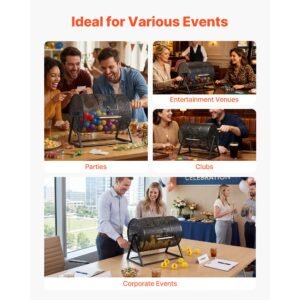 raffle ticket spinner, 16.1" x 11.9" holds 5000 tickets or 200 ping pong balls, raffle drum lottery spinning cage with reinforced handle, stable triangular stand, for events, gatherings, black