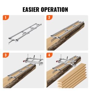 rail mill guide system, 9 ft milling guide, 4 crossbar kits chainsaw mill rail guide, aluminum adjustable saw mill rail system work with chainsaw mills for builders and woodworkers