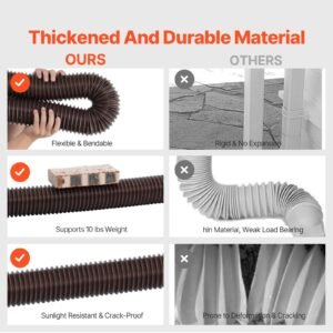 rain gutter downspout extensions, 2 pack flexible downspout extender, down spout drain extension extendable from 22" to 63", gutter extensions with adapters, for rainwater drainage, brown