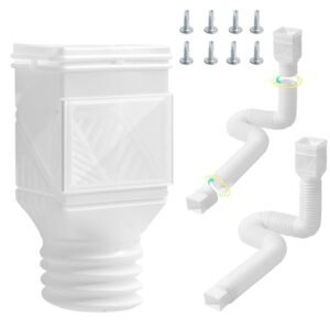 rain gutter downspout extensions, 2 pack flexible downspout extender, down spout drain extension extendable from 22" to 63", gutter extensions with adapters, for rainwater drainage, white