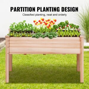 raised garden bed, 3.9 x 1.9 x 2.5 ft wooden planter box, elevated outdoor planting boxes with legs, for growing flowers/vegetables/herbs in backyard/garden/patio/balcony, burlywood
