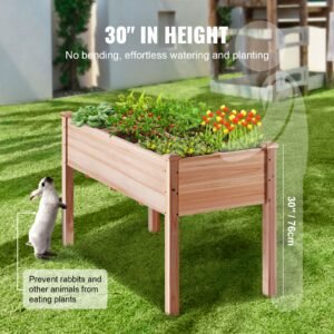 raised garden bed, 3.9 x 1.9 x 2.5 ft wooden planter box, elevated outdoor planting boxes with legs, for growing flowers/vegetables/herbs in backyard/garden/patio/balcony, burlywood