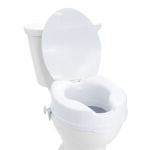 Raised Toilet Seat, 4" Height Raised, 300 lbs Weight Capacity, Universal Toilet Seat Riser, Screw Rod Locking, with Toilet Seat, for Elderly, Handicap, Patient, Pregnant, Medical
