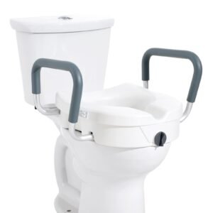 raised toilet seat, 5" height raised, 350 lbs weight capacity, for round and elongated toilet, twist lock installation,19.1" 21.7" adjustable width, for elderly, handicap, patient, pregnant, m