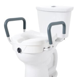raised toilet seat, 5" height raised, 350 lbs weight capacity, for round and elongated toilet, twist lock installation,19.1" 21.7" adjustable width, for elderly, handicap, patient, pregnant, m