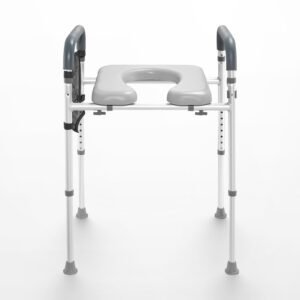 raised toilet seat, 7 position height adjustment 19.3" 25.2", 350lbs weight capacity, with comfort padded aluminum frame, universal toilet seat riser, for elderly, handicap, pregnant, medical