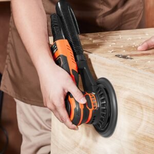 random orbital sander 5 & 6 inch, 350w brushless orbital sander, 10,000 prm 6 variable speed electric palm sander with 20pcs sandpapers, dust connector & hose for woodworking detailing sanding