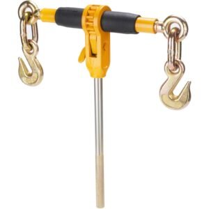 ratchet chain binder, 3/8" 1/2" heavy duty load binders, with g80 hooks 12000 lbs secure load limit, labor saving anti skid handle, tie down hauling chain binders for flatbed truck trailer, 4 pc