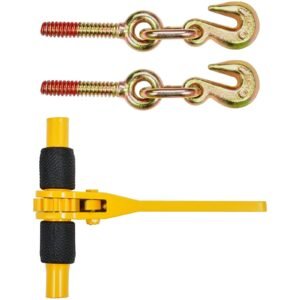 Ratchet Chain Binders, 1/4"-5/16", 2600 lbs Safe Working Load, 4 Pack Load Binder with 2 Grab Hooks, Tie Downs for Transport Chain, Heavy Duty Tow Chain Ratchet Binders for Flatbed Truck Trailer