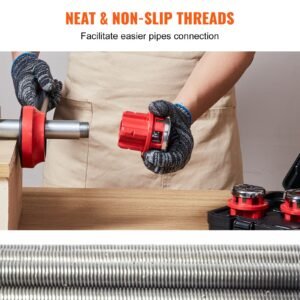 ratchet pipe threader kit, 1/2" npt, 3/4" npt, 1" npt manual ratcheting pipe threader, portable pipe threading tool set with 3pcs npt dies, storage case for galvanized aluminum iron copper pipes
