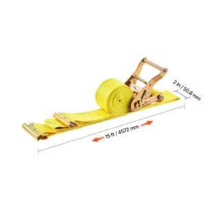 ratchet straps, 2 in x 15 ft, 30 pack e track tie down straps, 4400 lbs break strength & 1460 lbs rated load, tie down ratcheting for moving, trailers, motorcycles, kayaks, car roof, yellow